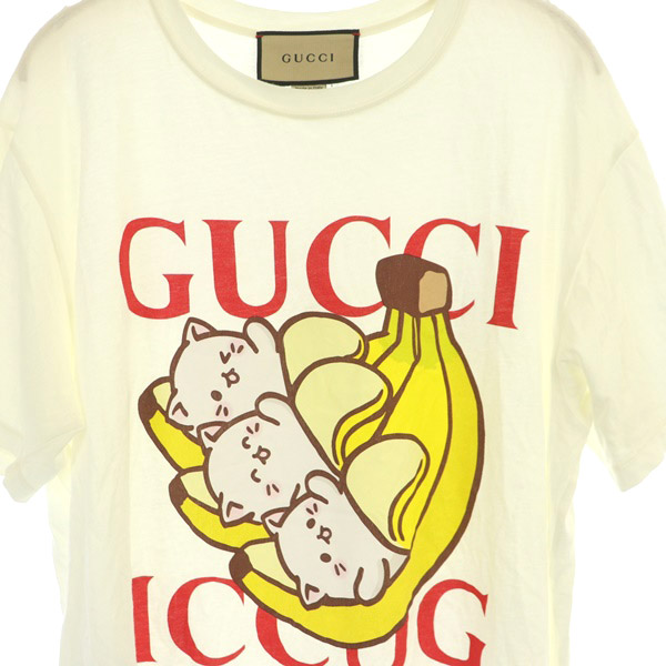 グッチ GUCCI ばなにゃ Tシャツ カットソー 半袖 プリント ビッグT 