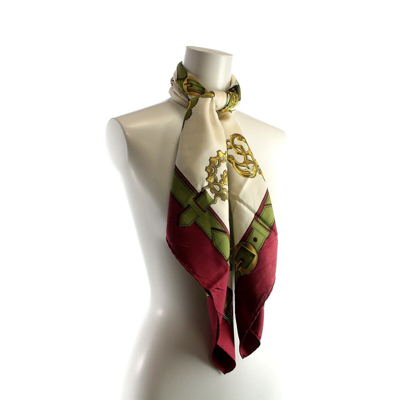 エルメス HERMES カレ90 Cuivreries スカーフ シルク 絹 赤 レッド 白  