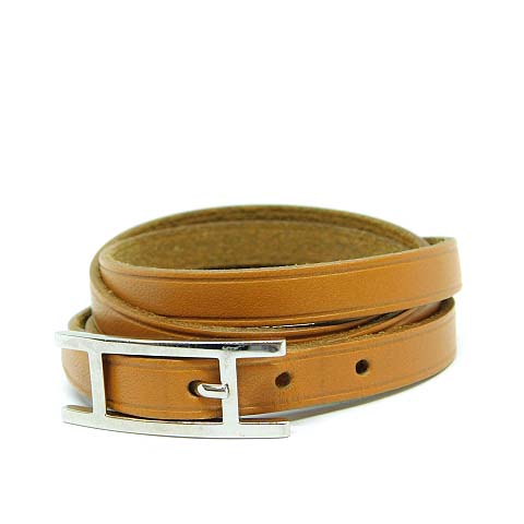 エルメス HERMES アピ3 レザー ラップ ブレスレット 茶 ブラウン /MF 