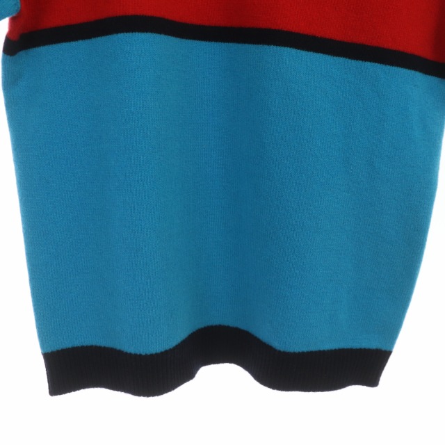 プラダ PRADA 23SS バイカラーニット セーター 半袖 44 赤 水色