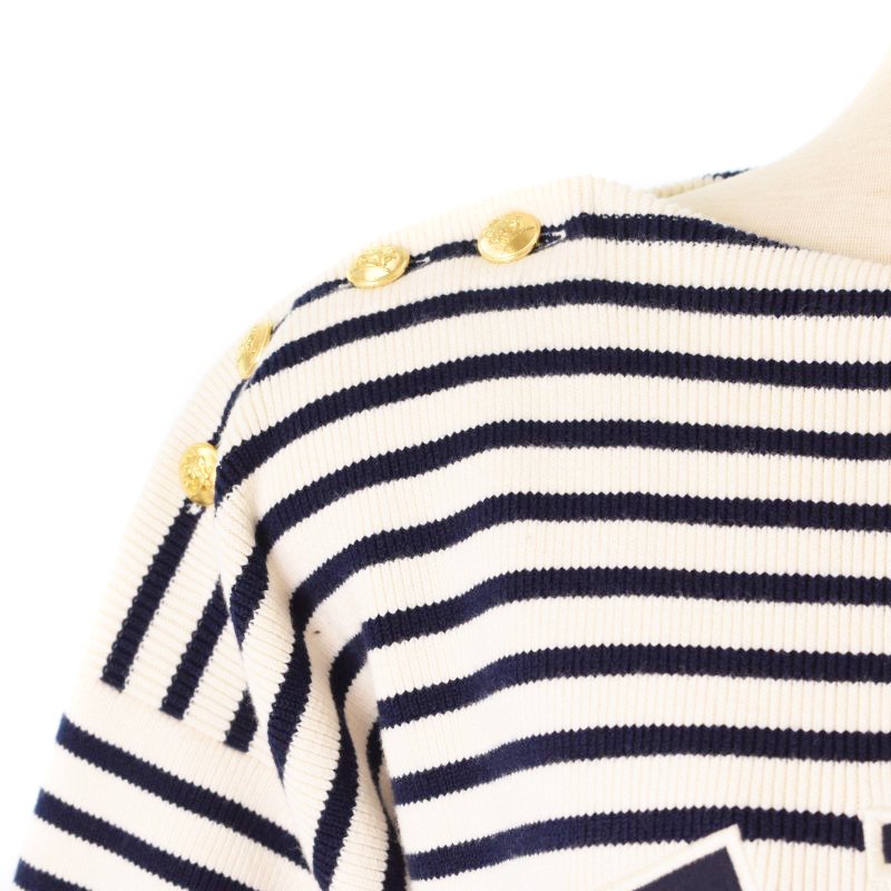 セリーヌ CELINE エンブロイダリー マリニエール コットン ニット プル  
