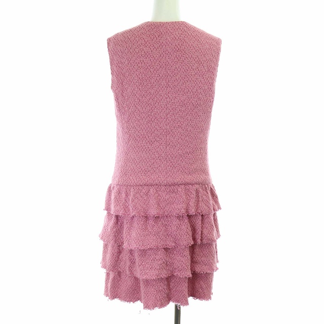 シャネル CHANEL ツイード ノースリーブ ワンピース ティアード ひざ丈  