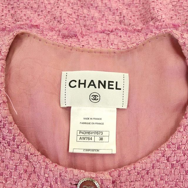 シャネル CHANEL ツイード ノースリーブ ワンピース ティアード ひざ丈  