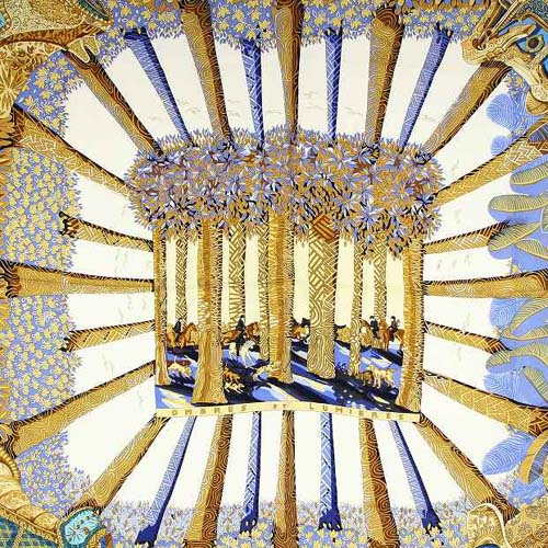 エルメス HERMES 光と影 OMBRES ET LUMIERES カレ90 シルク スカーフ