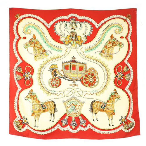 エルメス HERMES カレ90 パプロール Paperoles 馬車と貴族 スカーフ 