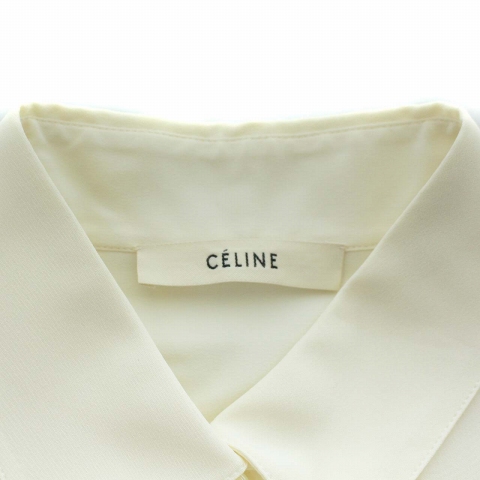 セリーヌ CELINE フィービー期 シルク混 バイカラー/ ブラウス シャツ 