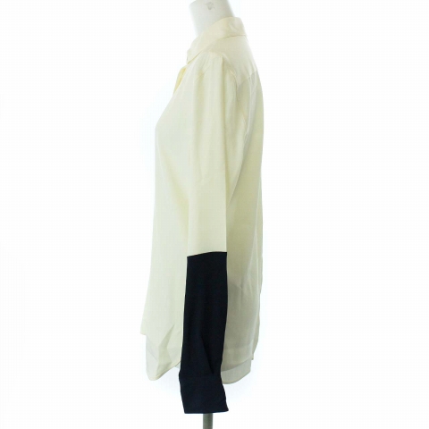 セリーヌ CELINE フィービー期 シルク混 バイカラー/ ブラウス シャツ 