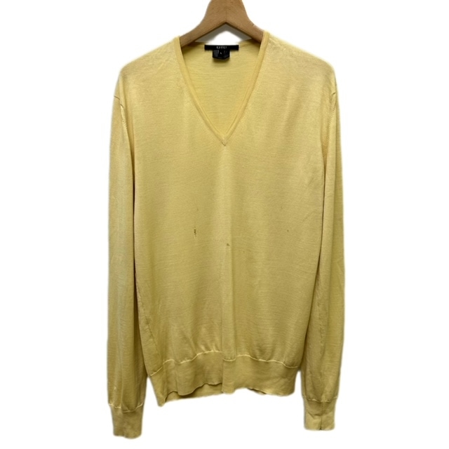 GUCCI イエローニットセーター Vネック GUCCI イエローニットセーター Vネック