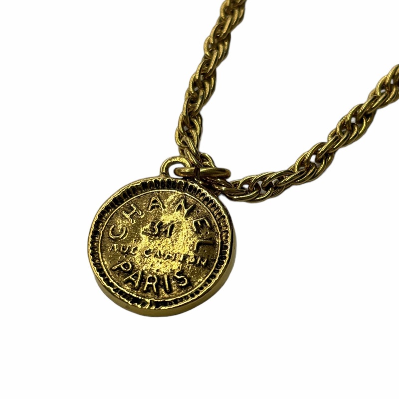 シャネル CHANEL ヴィンテージ カンボンネックレス コイン ロゴ  