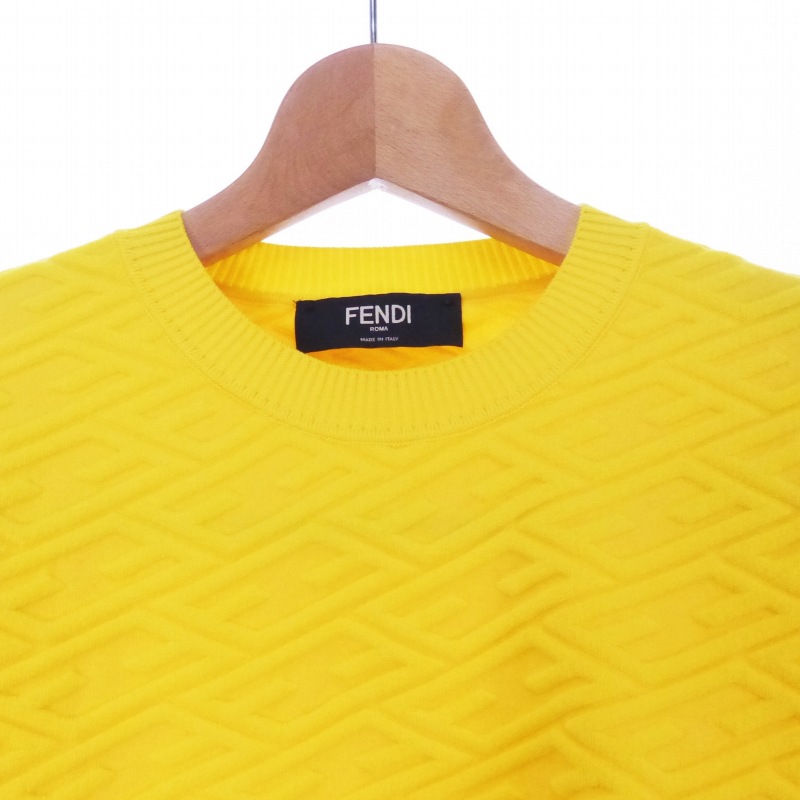 フェンディ FENDI FF柄 モノグラムニット クルーネック 48 黄色