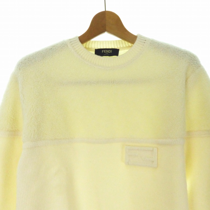 フェンディ FENDI FFロゴ ニット ボア切り替え 48 白 FZX122