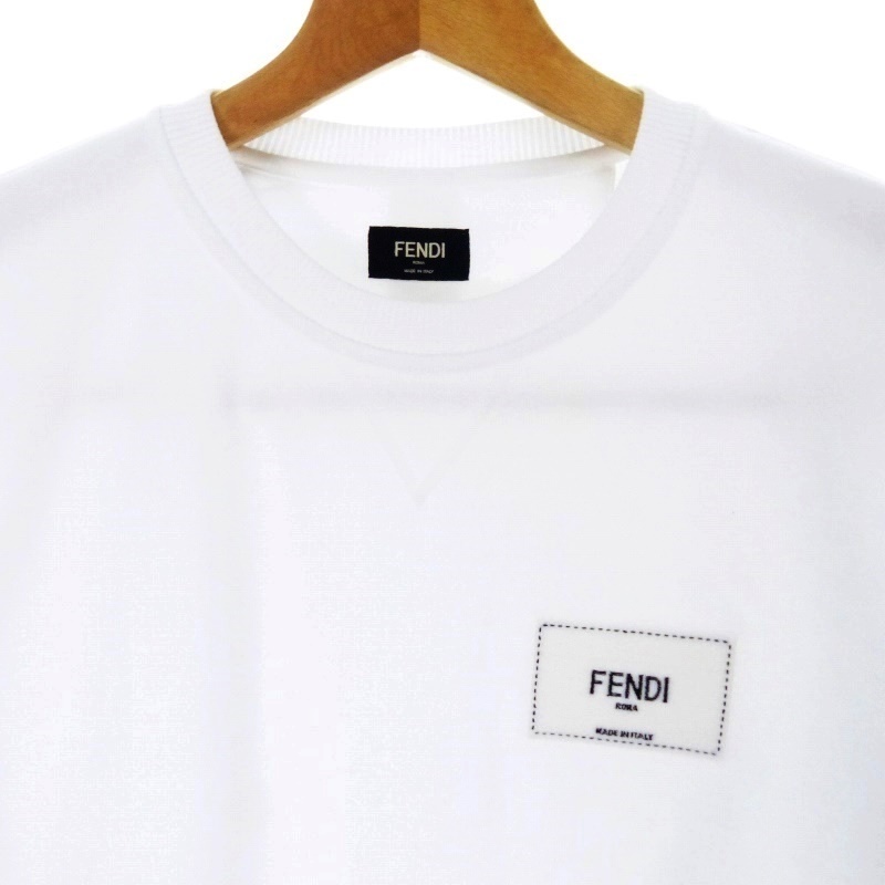 フェンディ FENDI スウェット プルオーバー 裏起毛 ロゴ S 白 ホワイト 