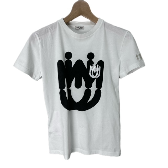 ミュウミュウ miumiu ロゴ 半袖 Tシャツ カットソー クルーネック XS