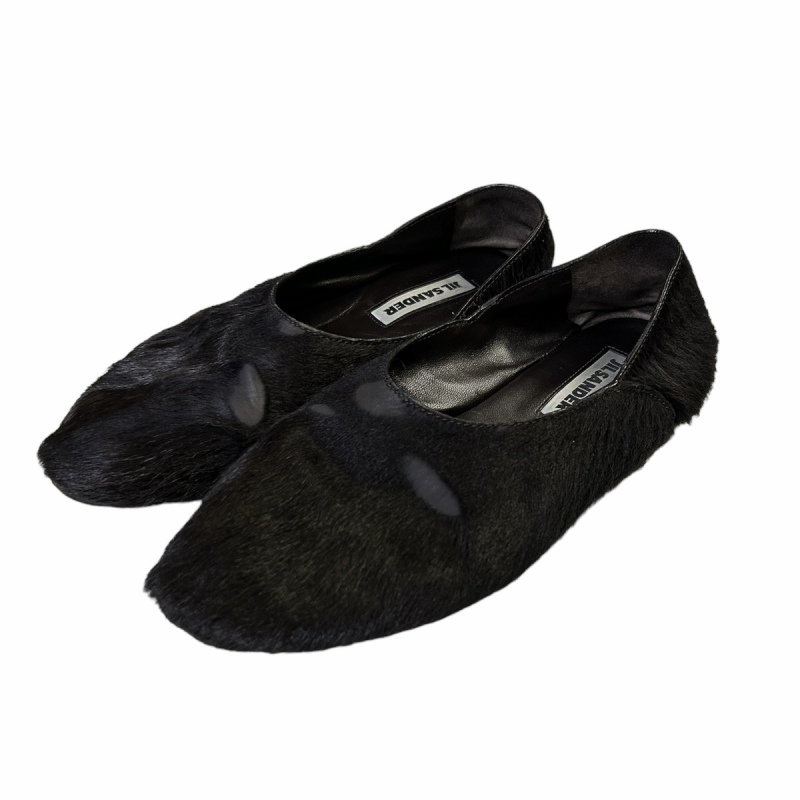 ジルサンダー JIL SANDER パンプス ハラコフラットシューズブラック 