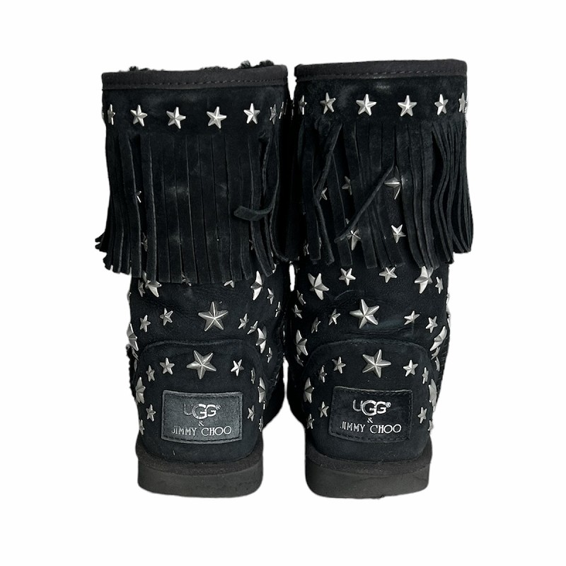 UGG & JIMMY CHOO ムートンブーツ 黒 星型スタッズ 24.0 UGG & JIMMY CHOO ムートンブーツ 黒 星型スタッズ 24.0