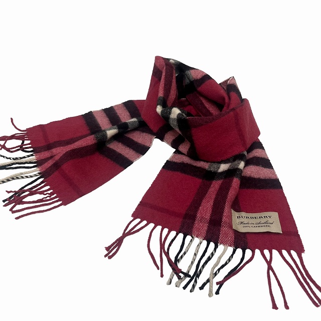 BURBERRY カシミヤ レッド チェック マフラー Burberry/muffler/check