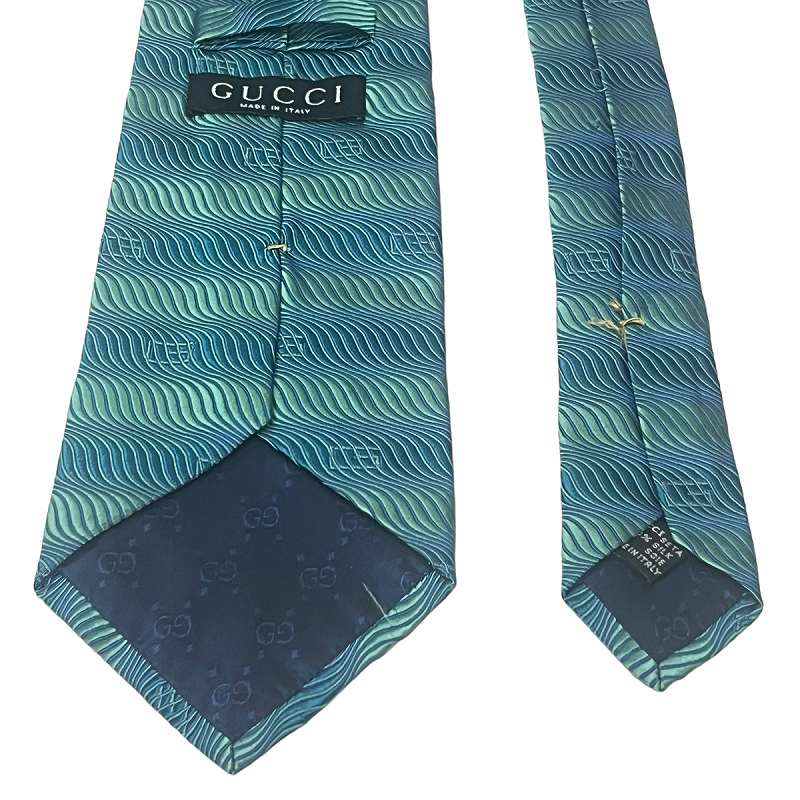 グッチ GUCCI Gマーク 総柄 ネクタイ シルク ブルー グリーン メンズ 