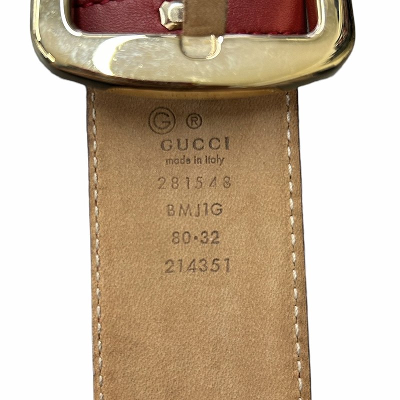 グッチ GUCCI ベルト シマ レザー 総柄 型押し GGパターン 80 32 