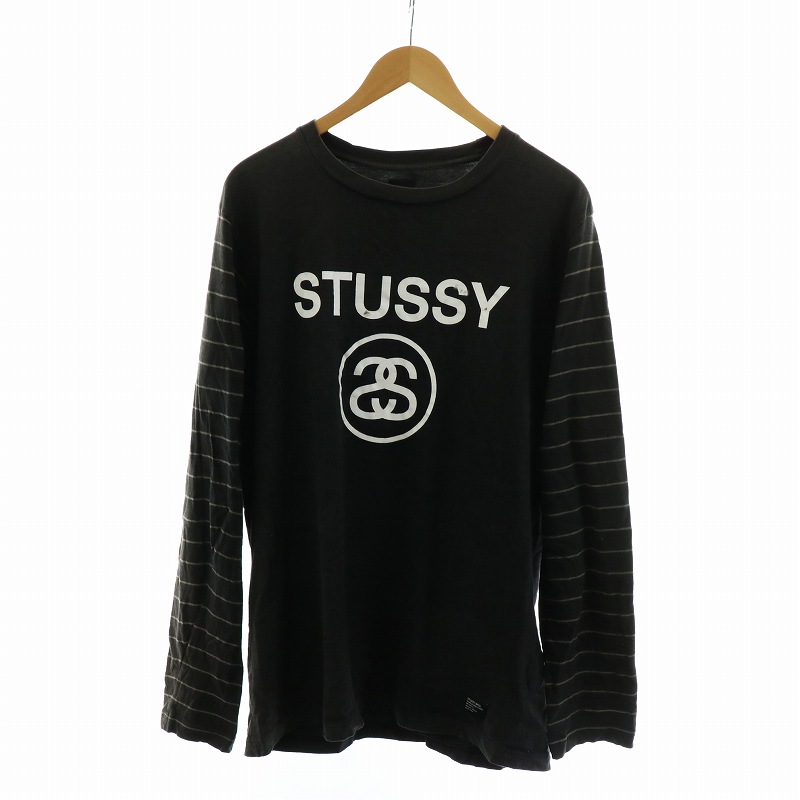 ステューシー STUSSY Tシャツ カットソー ロゴ プリント 長袖 ボーダー 