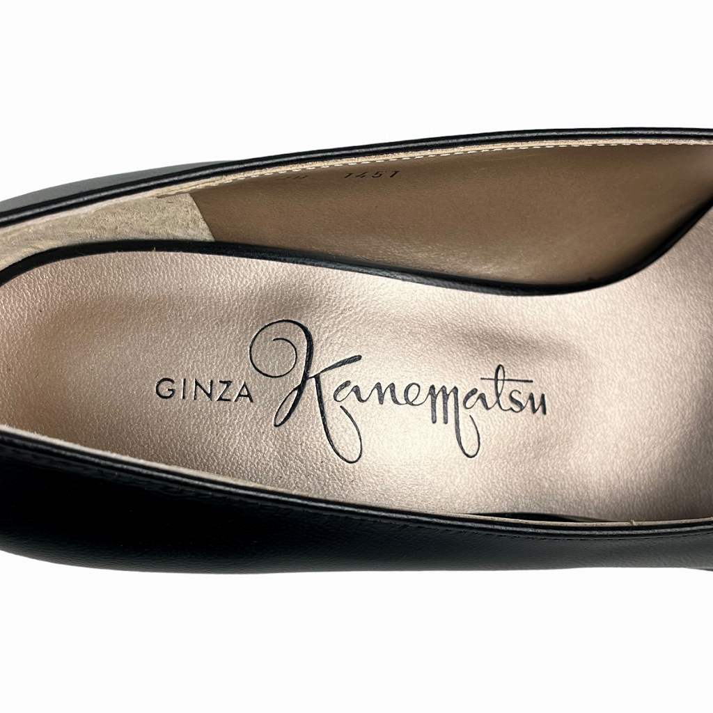 銀座かねまつ GINZA Kanematsu レザー スクエアトゥ パンプス