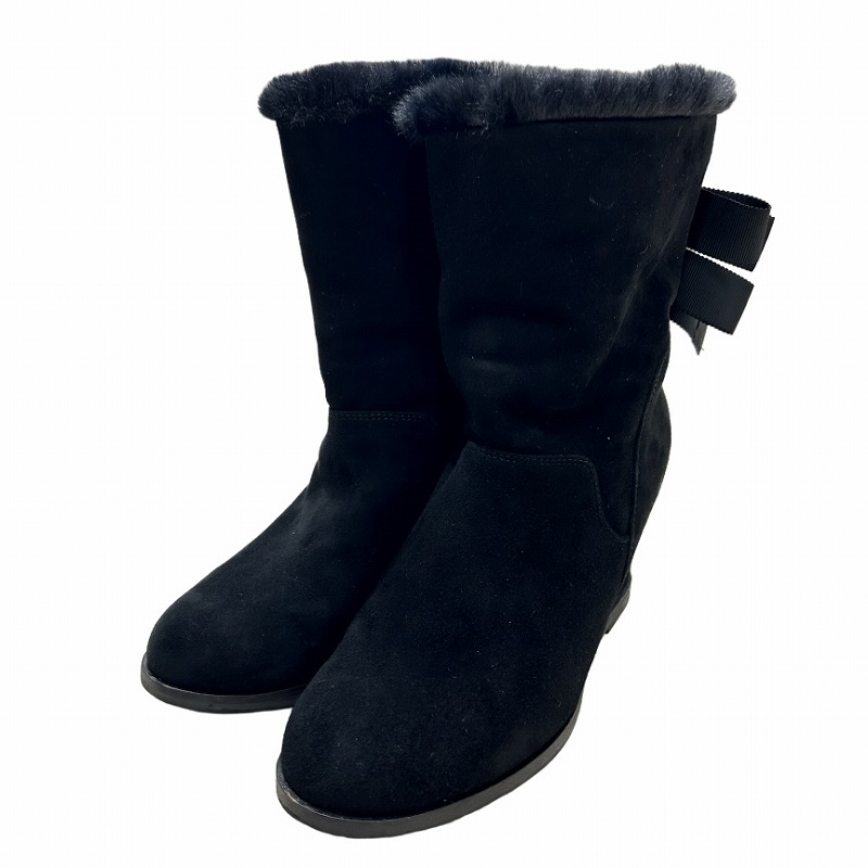 ランバンオンブルー LANVIN en Bleu バックリボン ショートブーツ 