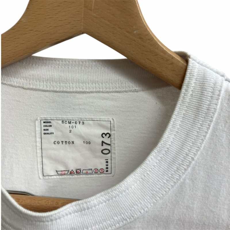 【中古】サカイ sacai SIDE LOGO TEE サイド ロゴ Tシャツ ピンズ 白 ホワイト 2 SCM-073 レディース サカイ sacai SIDE LOGO TEE サイド ロゴ Tシャツ ピンズ 白 ホワイト