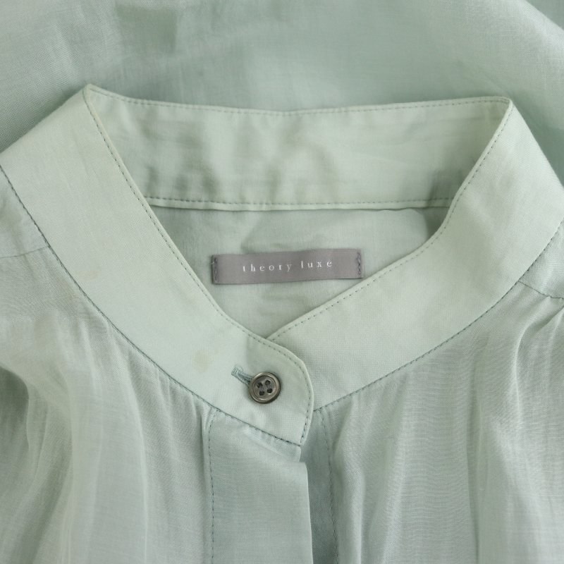 セオリーリュクス theory luxe ICY LAWN FRANCES ロングブラウス シャツ 前開き 長袖 バンドカラー 038 スモークグリーン /ES ■OS レディ セオリーリュクス theory luxe ICY LAWN FRANCES ロングブラウス