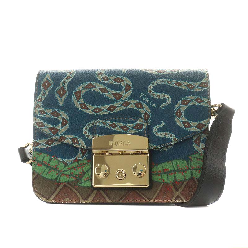 フルラ FURLA メトロポリス ショルダーバッグ ポシェット レザー 青 