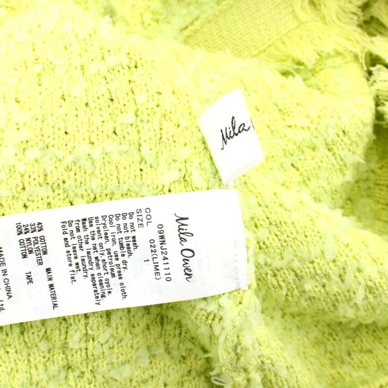 ミラオーウェン Mila Owen 24SS ツイードニットジャケット カーディガン ボリュームスリーブ フリンジ 1 ライム /MY ■OS ■SH レディース ミラオーウェン 24SS ツイードニットジャケット 09WNJ241110