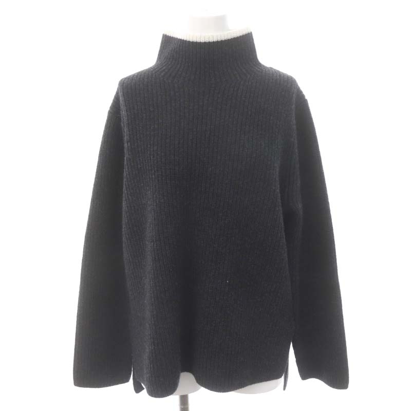 セオリー theory 23AW Lana Cash Karenia Tneck ボトルネックラインニット セーター 長袖 S チャコール ホワイト /DF ■OS レディース セオリー Theory 23AW Lana Cash Karenia Tneck ボトルネッ