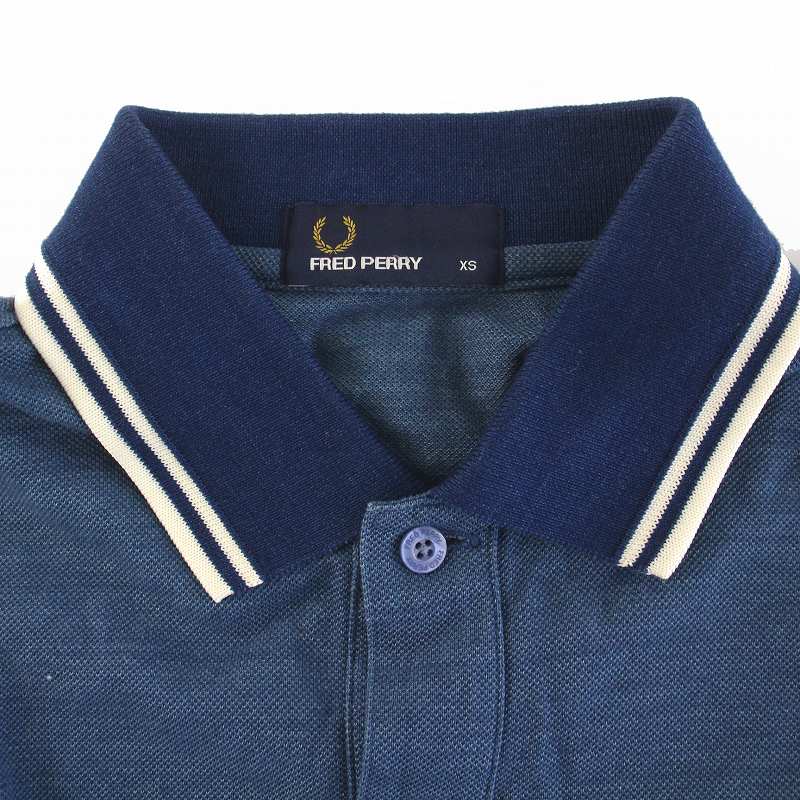 06M068◯ FRED PERRY ブルー 鹿の子 半袖ポロシャツ ゴルフ S
