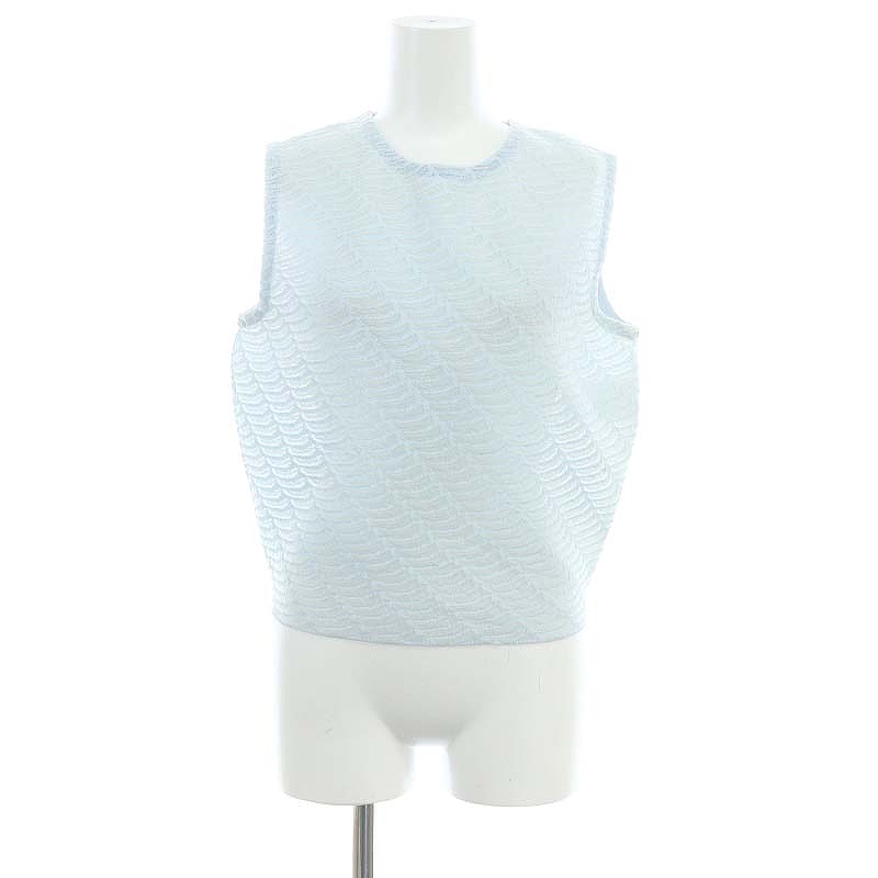 【中古】クリスチャンディオール Christian Dior 透かし編み ノースリーブニット カットソー F36 水色  /DF ■OS ■SH クリスチャンディオール Christian Dior 透かし編み ノースリーブ