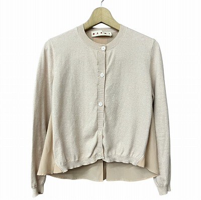 【中古】マルニ MARNI シルク混 ブラウス切替 カーディガン 丸襟 ピンク 38 M位 ■GY41 レディース マルニ MARNI シルク混 ブラウス切替 カーディガン 丸襟 ピンク 38 M位