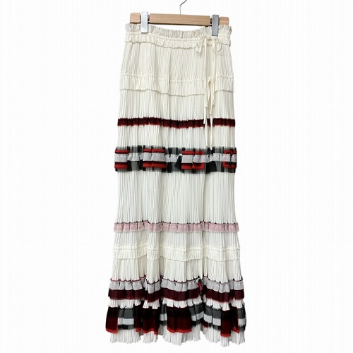 【中古】3.1 フィリップリム 3.1 phillip lim プリーツ フリル ティアード スカート 白 赤 黒 ホワイト 0 ■GY41 3.1 フィリップリム 3.1 phillip lim プリーツ フリル ティアード