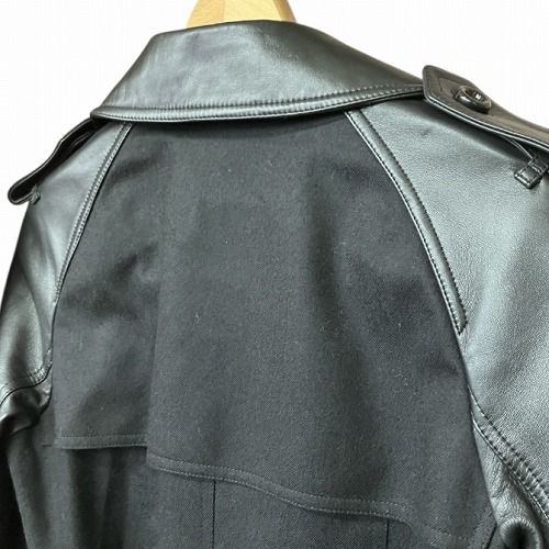 バーバリー ロンドン BURBERRY LONDON トレンチコート ウール 袖レザー切替 シープスキン 黒 ブラック 38 M位 ■GY41  レディース