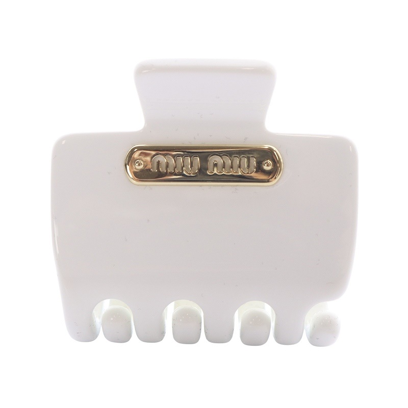 miumiu 5IF148 プレックス クロウクリップ 白 ミュウミュウ miumiu プレックス クロウクリップ ヘアクリップ ロゴ 白