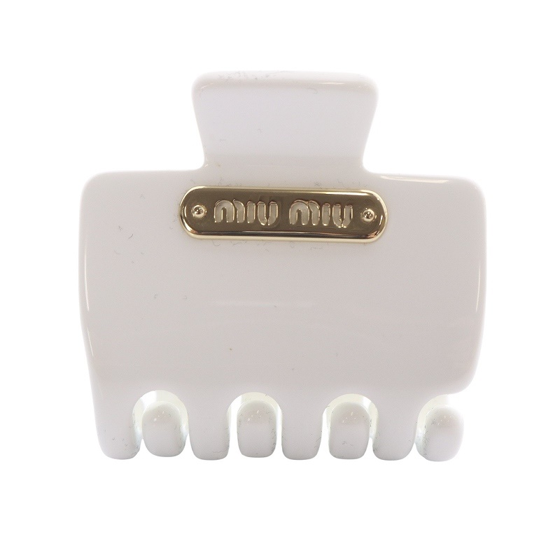 ミュウミュウ miumiu プレックス クロウクリップ ヘアクリップ ロゴ 白