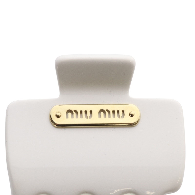 ミュウミュウ miumiu プレックス クロウクリップ ヘアクリップ ロゴ 白