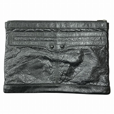 BALENCIAGA レザー クラッチバッグ 黒 BALENCIAGA - オールド バレンシアガ クラッチバッグ BBロゴ