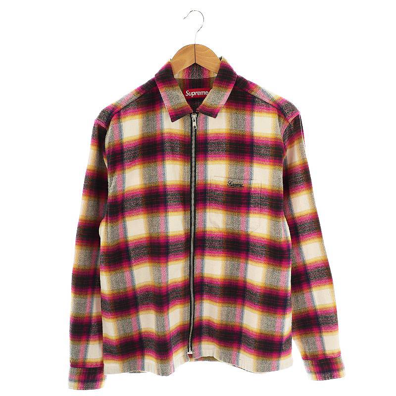 Supreme Shadow Plaid Flannel Zip Shirt M