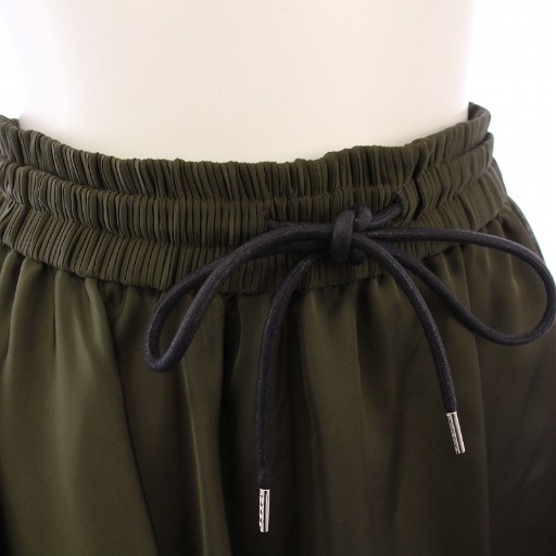 サカイ sacai 美品 アシンメトリースカート ひざ丈 シアー 0 カーキ 20  