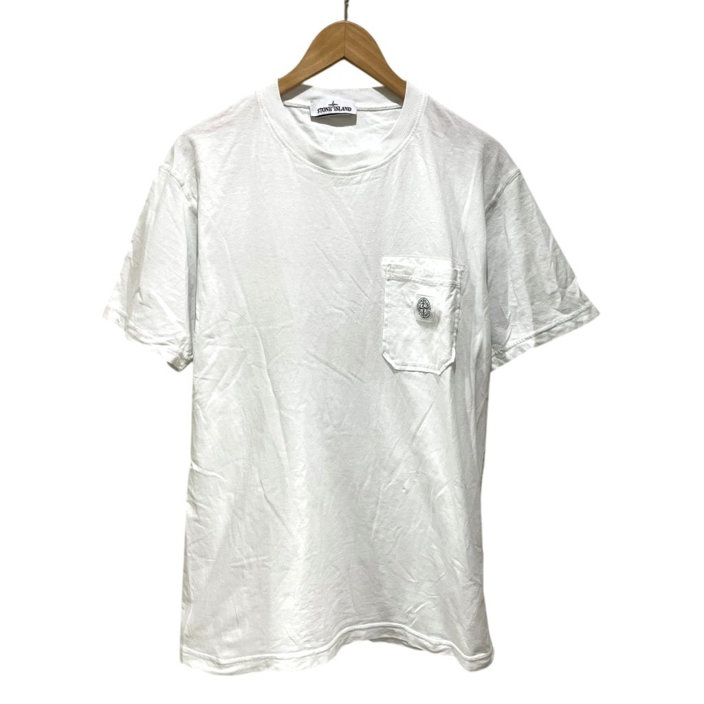 【中古】ストーンアイランド STONE  フロント ポケット ロゴ Tシャツ 半袖 761521957 XL 白 ☆AA★ ストーンアイランド STONE ISLAND フロント ポケット ロゴ Tシャツ
