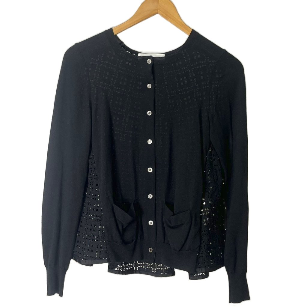 【美品❣️】SACAI バックレースカーディガン ネイビー 美品❣️】SACAI バックレースカーディガン ネイビー sacai（サカイ