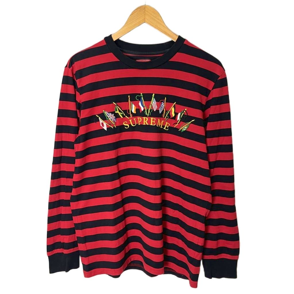 シュプリーム SUPREME 19AW Flags L/S Top ボーダー ロンT カットソー 