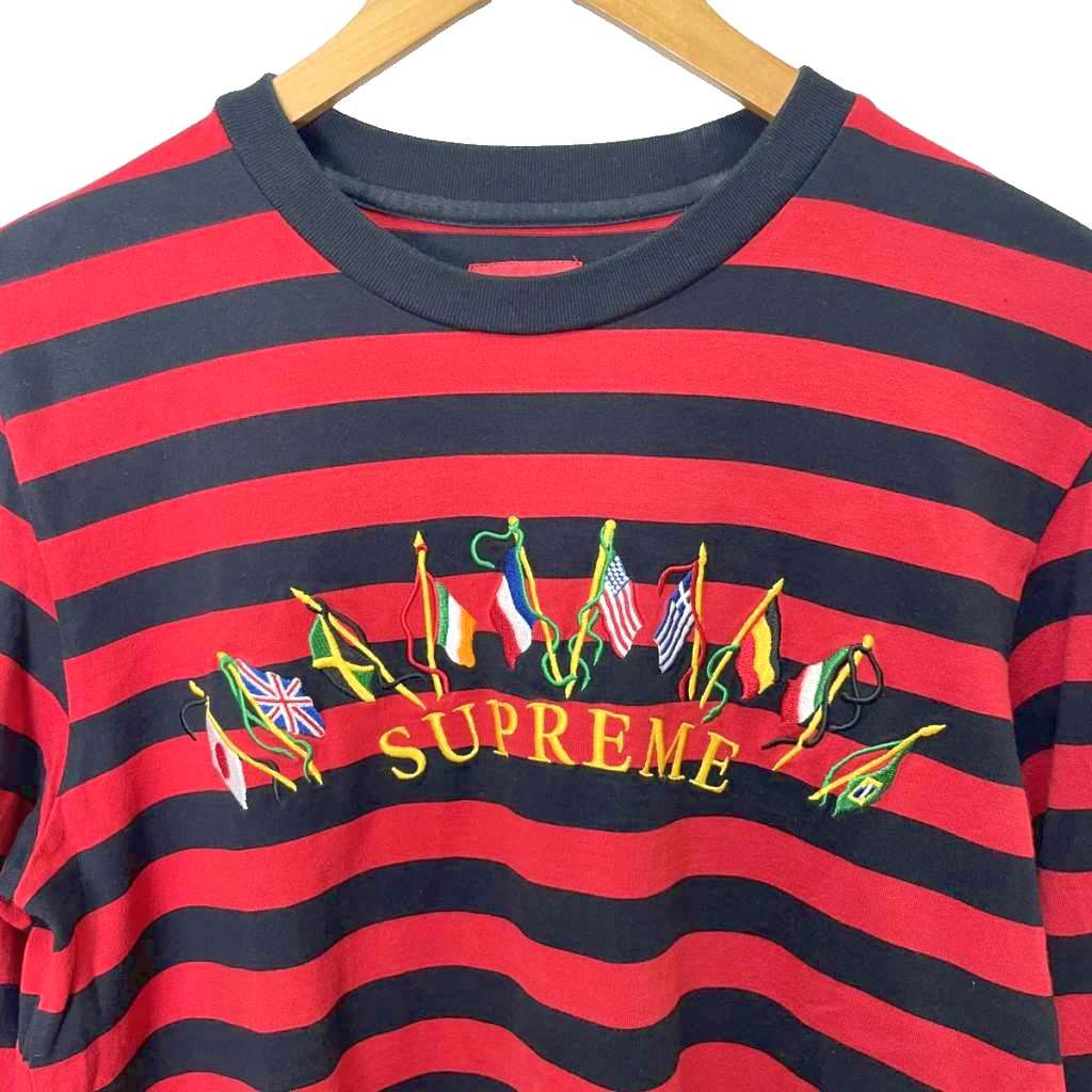 シュプリーム SUPREME 19AW Flags L/S Top ボーダー ロンT カットソー 