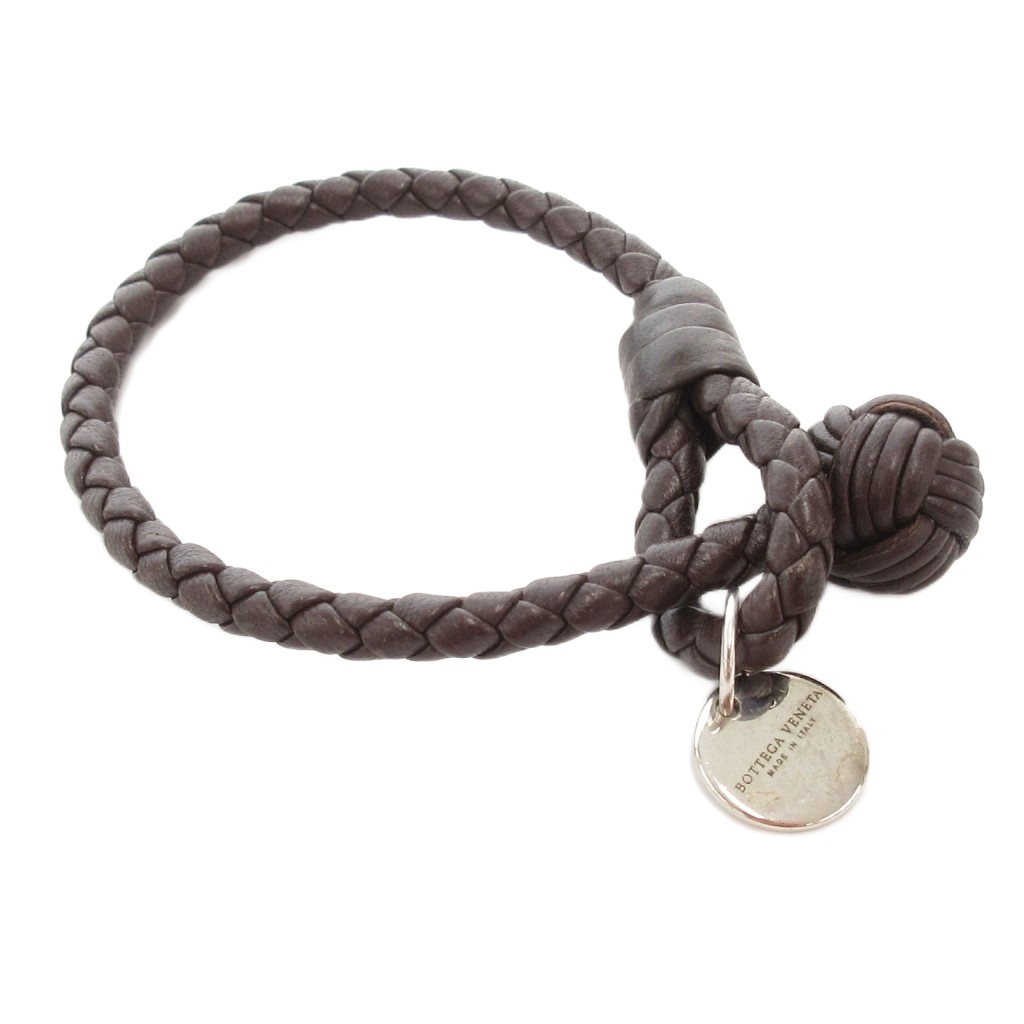 【美品】ボッテガヴェネタ イントレチャート ブレスレット ダークブラウン ボッテガヴェネタ BOTTEGA VENETA イントレチャート ブレスレット