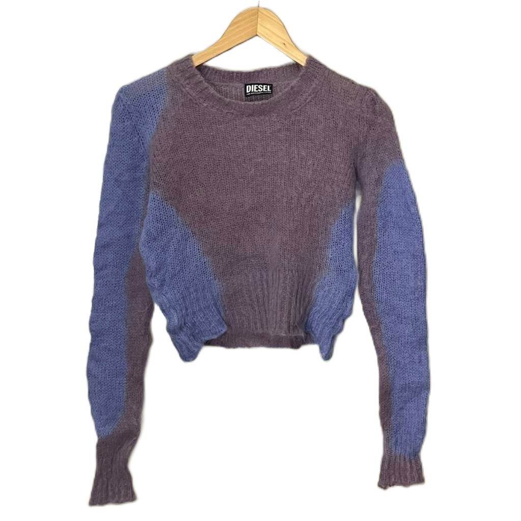 【中古】ディーゼル DIESEL M-ILADY knit ニット セーター モヘア混 クロップド丈 長袖 S パープル ブルー レディース ディーゼル DIESEL M-ILADY knit ニット セーター モヘア混 クロップド