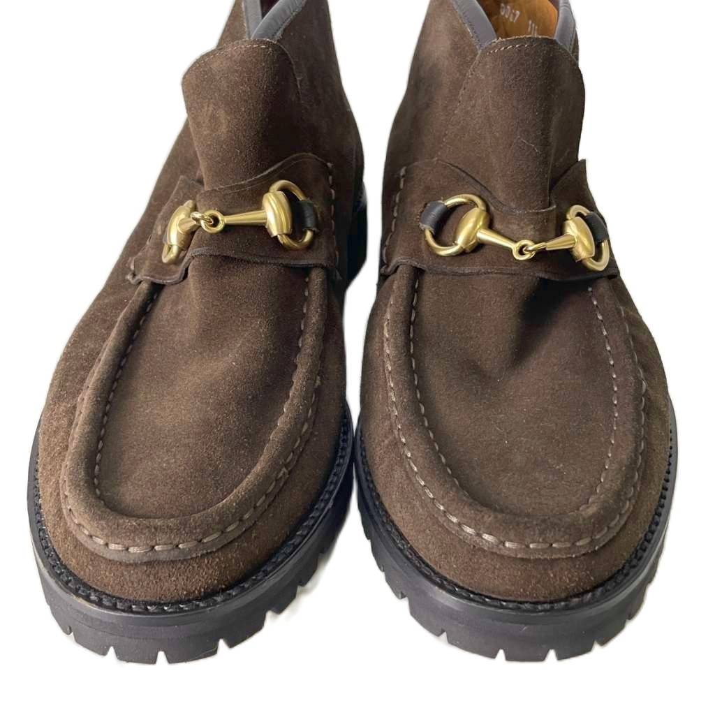 GUCCI ホースビット スエード チャッカ ブーツ 名作】 90's GUCCI ホースビット Uチップ スエード チャッカブーツ