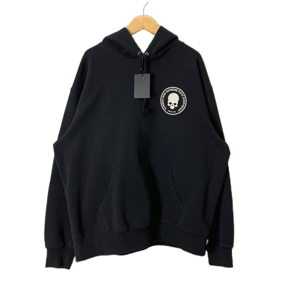 シュプリーム SUPREME ×NUMBER (N)INE HoodedSweatshirt ナンバーナイン スカルプリントパーカー フーディ M ブラック メンズ
