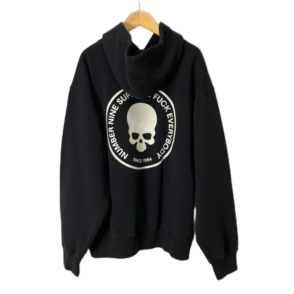 シュプリーム SUPREME ×NUMBER (N)INE HoodedSweatshirt ナンバーナイン スカルプリントパーカー フーディ M ブラック メンズ